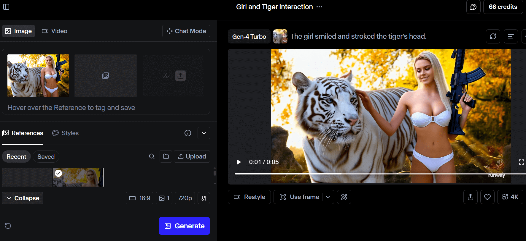 Runwayを使って生成した動画のサンプル。AIがどのようなクオリティで出力するかが一目でわかる。